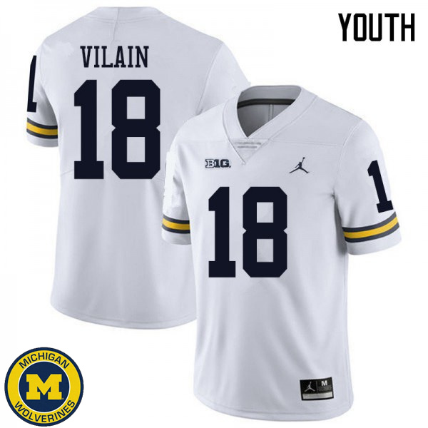 Youth Michigan Wolverines #18 Luiji Vilain White Jordan Brand Player Jersey